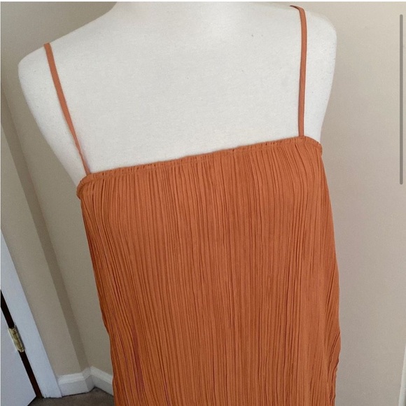 Madewell The Goldie Dress in Plissé Sunset Haze Orange Size 0 - Picture 4 of 8